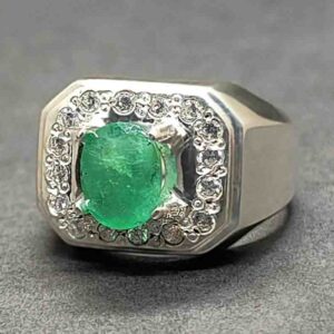 Natural Zambian Emerald Men’s Engagement Ring