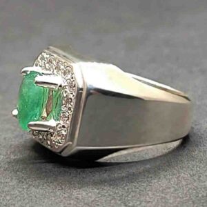 Natural Zambian Emerald Men’s Engagement Ring