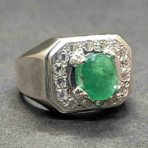 Natural Zambian Emerald Men’s Engagement Ring