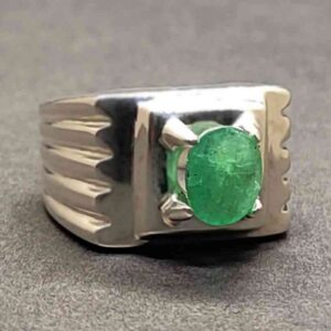 Natural 2 Carat Zambian Emerald Men’s Plain Ring