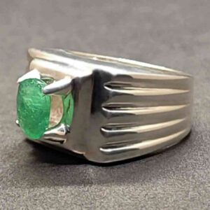Natural 2 Carat Zambian Emerald Men’s Plain Ring