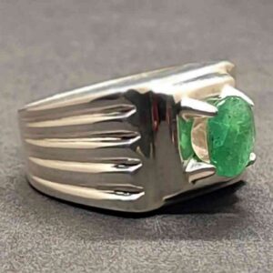 Natural 2 Carat Zambian Emerald Men’s Plain Ring
