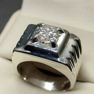 2 Carat Fire Moissanite Men’s Plain Ring