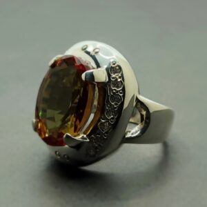 Oval Cut 16 Carat Color Changing Lab Alexandrite Sterling Silver 925, 14k, 18k Gold Handmade Women Anniversary Ring