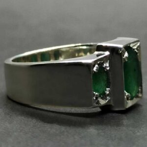 Natural 4 Carat Zambian Emerald Men’s Three Stone Ring