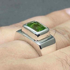 4 Carat Kohistani Peridot Mens Ring