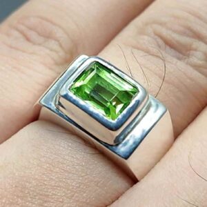 4 Carat Kohistani Peridot Mens Ring