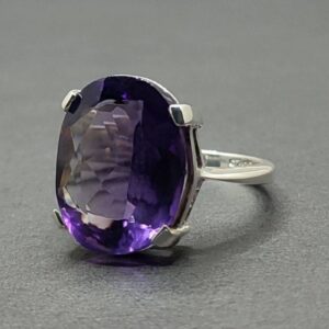 Oval Cut 18 Carat Deep Purple Lab Amethyst Sterling Silver 925, 14k, 18k Gold Handmade Women Solitaire Ring