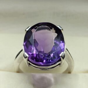 Oval Cut 18 Carat Deep Purple Lab Amethyst Sterling Silver 925, 14k, 18k Gold Handmade Women Solitaire Ring