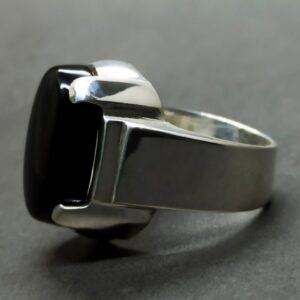 Natural Black Agate Ring