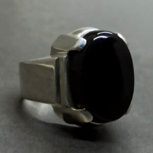 Natural Black Agate Ring