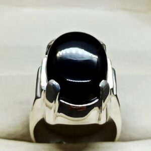 Natural Black Agate Ring