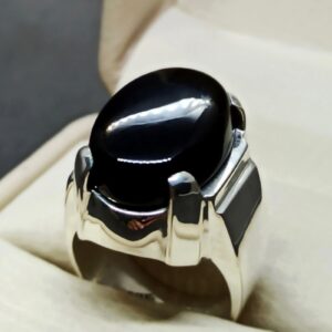 Natural Black Agate Ring