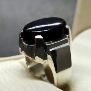 Natural Black Agate Ring