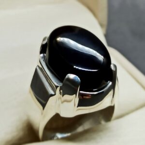 Natural Black Agate Ring