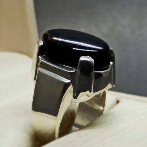 Natural Black Agate Ring