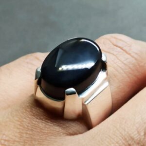 Natural Black Agate Ring
