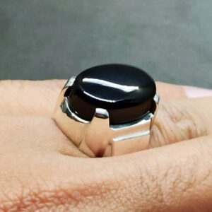 Natural Black Agate Ring
