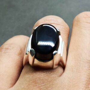 Natural Black Agate Ring