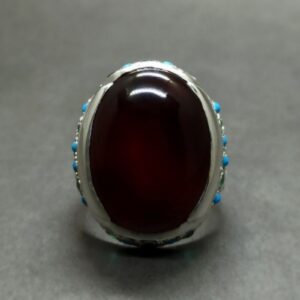 Natural Yemeni Blood Red Aqeeq Ring