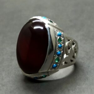 Natural Yemeni Blood Red Aqeeq Ring