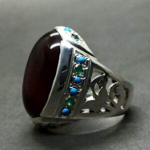 Natural Yemeni Blood Red Aqeeq Ring