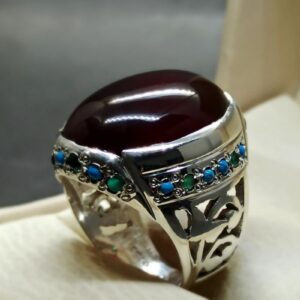 Natural Yemeni Blood Red Aqeeq Ring