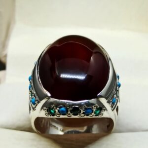 Natural Yemeni Blood Red Aqeeq Ring
