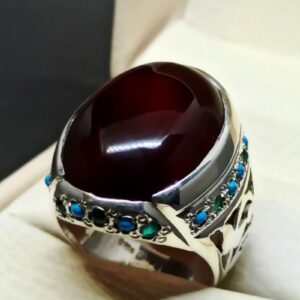Natural Yemeni Blood Red Aqeeq Ring