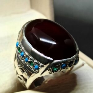 Natural Yemeni Blood Red Aqeeq Ring