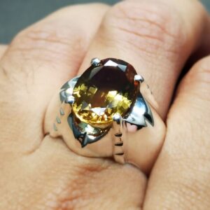 7 Carat Color Changing Created Alexandrite Sterling Silver 925, 14k, 18k Gold Handmade Mens Star Ring