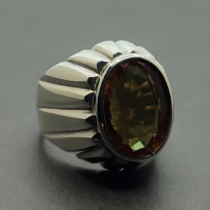 Oval Cut 13 Carat Color Changing Lab Alexandrite Sterling Silver 925, 14k, 18k Gold Handmade Mens Bezel Ring